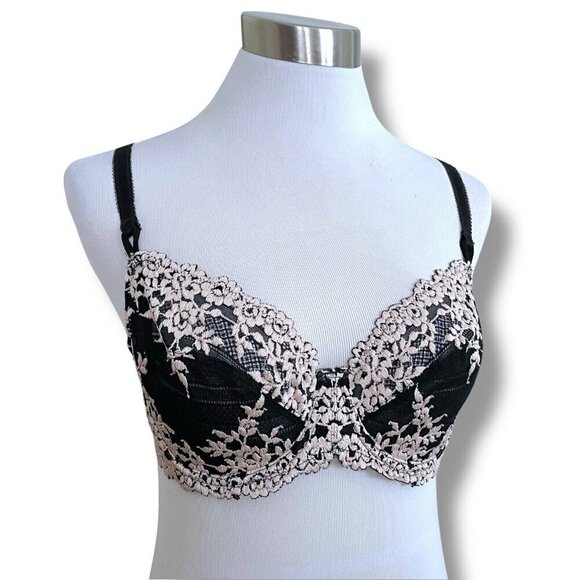 Wacoal 34C Bra Black White Embrace Lace Floral Unlined Underwire 65191 - Picture 3 of 8